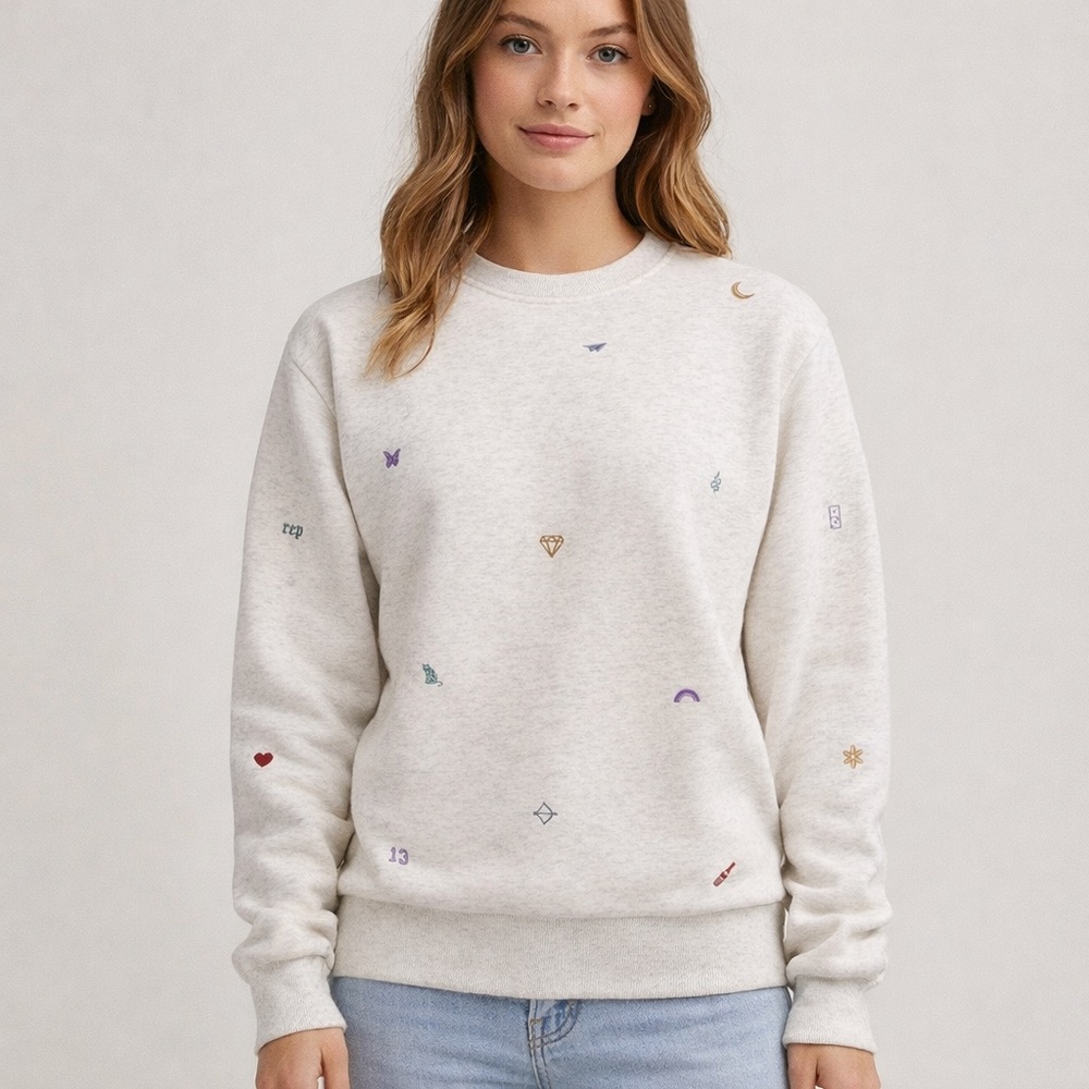 Mojo Provo Plush Embroidered Crewneck Sweatshirt Heather Gray Size M